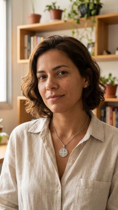 Ana Paula com colar de São Bento